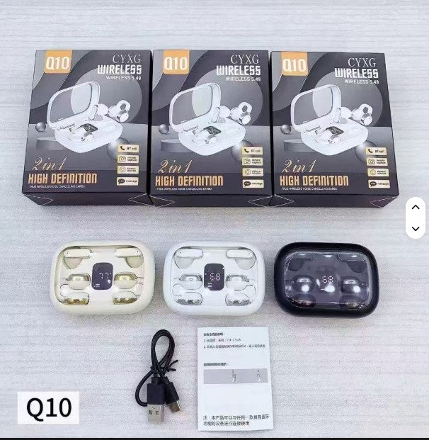 🎧 AirPods Q10 2-en-1 – Deux styles, un seul son